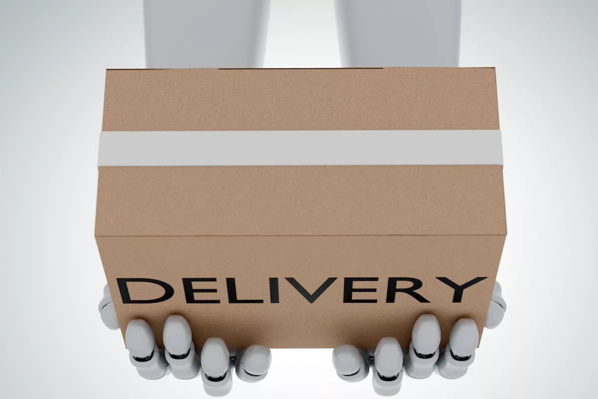 Humanoid delivery robot istock 2160392303